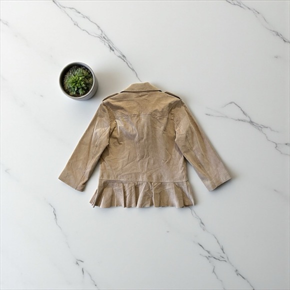 Pamela McCoy Women's Light Brown Leather Jacket 3/4 Sleeve RN#98393 Size S - Picture 3 of 6